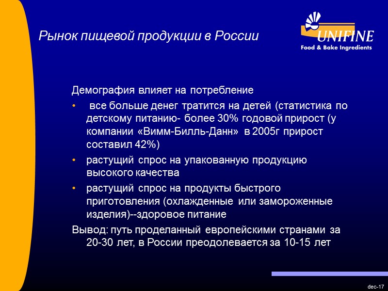 dec-17 Рынок пищевой продукции в России Демография влияет на потребление  все больше денег